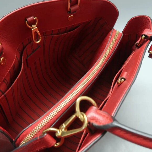 Louis Vuitton Montaigne MM Red Monogram Leather Satchel 1434-010525 - Picture 8 of 12